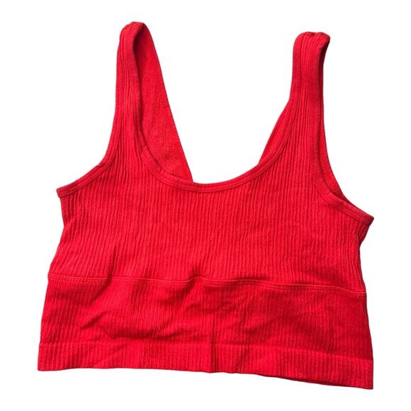 Out From Under Urban Outfitters red ribbed crop top sports bra bralette M/L - Picture 2 of 4
